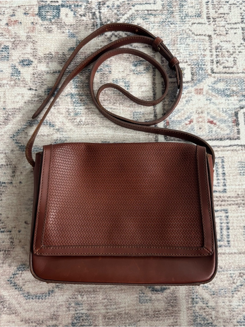 Nisolo Brown Woven Leather Crossbody Bag